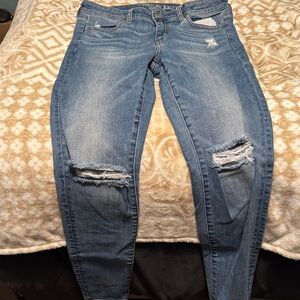 American Eagle Outfitters Blue Ripped Skinny Jeans